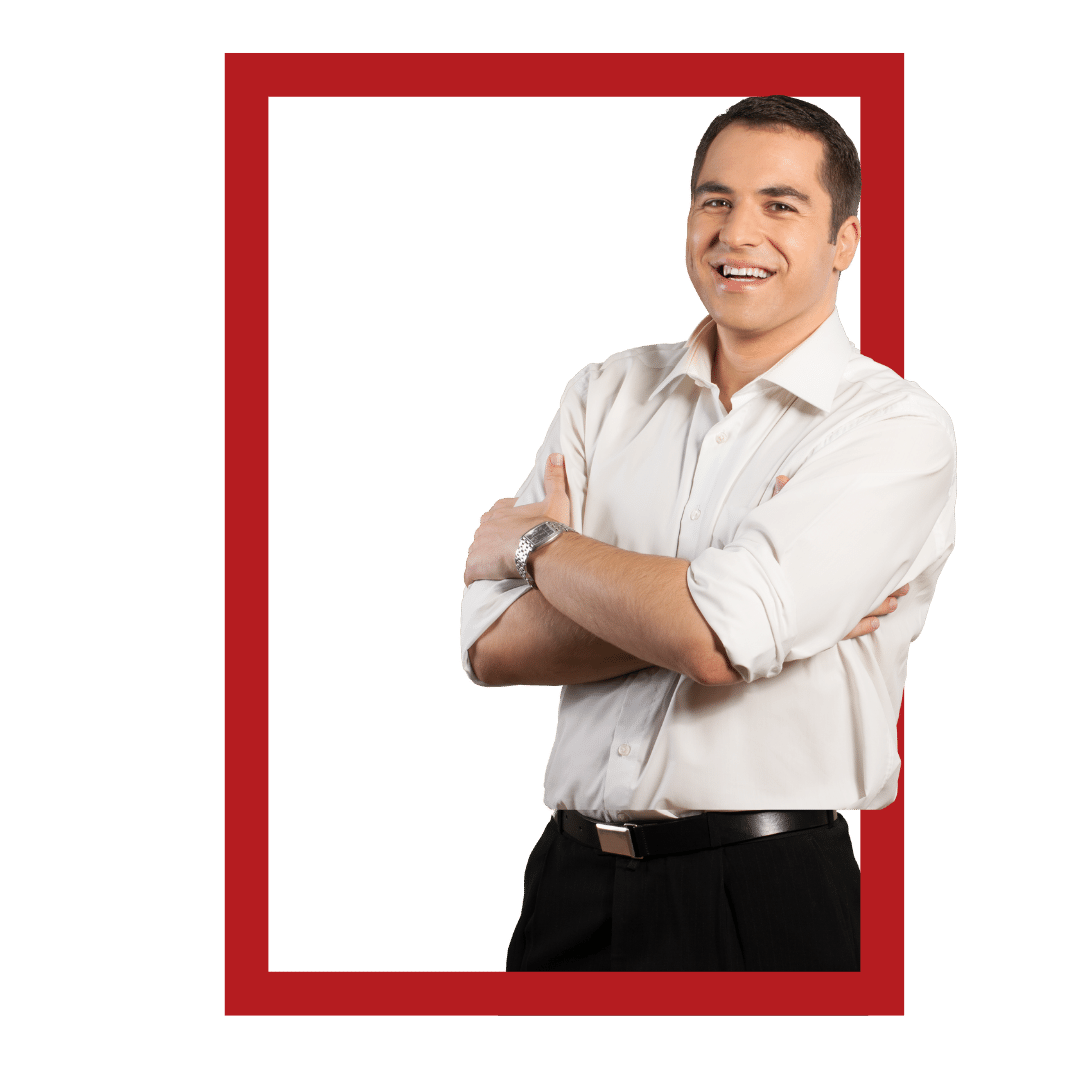 a profile photo of a business man wearing a white long sleeve crossing his arms