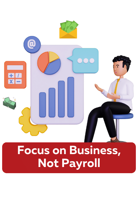 a man sitting on the chair facing lots of charts for payroll